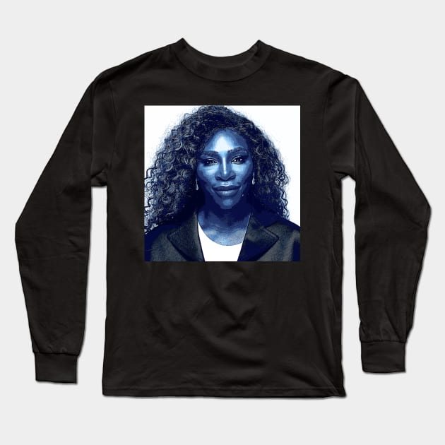 Serena Williams Portrait Long Sleeve T-Shirt by TRNCreative